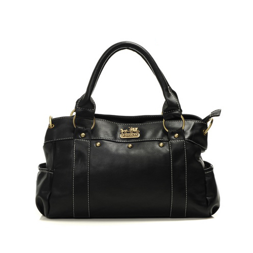 Coach Stud City Medium Black Satchels DHQ | Women